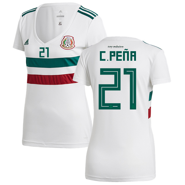 Women's Mexico #21 C.Pena Away Soccer Country Jersey - Click Image to Close